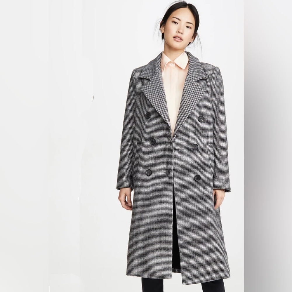 NWOT Astr The Label Vernon Black and White Houndstooth Double Breasted Coat